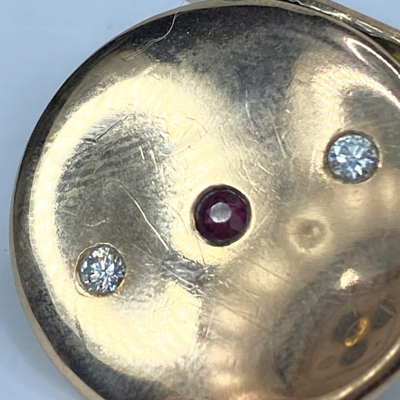 14K gold 0.3ct Ruby Round Brilliant Diamond Locket charm pendant 1 3/8" x 1" 7.2 - Picture 9 of 11